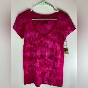 Pink Tie Dye Graphic V Neck Tee Junior XXL NWT